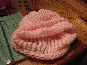 Knitted Pink Ribbed Hat